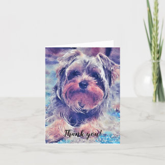 Cute Yorkshire Terrier Painting Bedankkaart