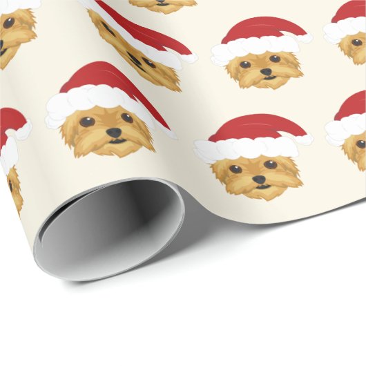 Cute Yorkshire Terrier Pattern Kerstmis Cadeaupapier (Rol Hoek)