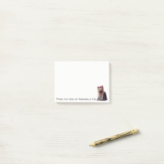 Cute Yorkshire Terrier Personalize Post-it® Notes (Op bureau)