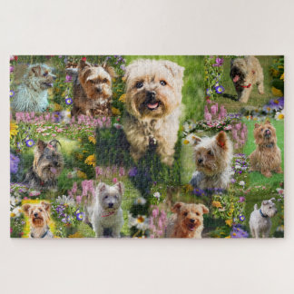 Cute Yorkshire Terrier Puppies & Colorful Flowers Legpuzzel