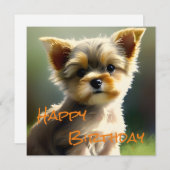 Cute Yorkshire Terrier Puppy Birthday Feestdagenkaart (Voorkant / Achterkant)