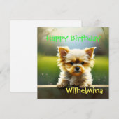 Cute Yorkshire Terrier Puppy Birthday Feestdagenkaart (Voorkant / Achterkant)