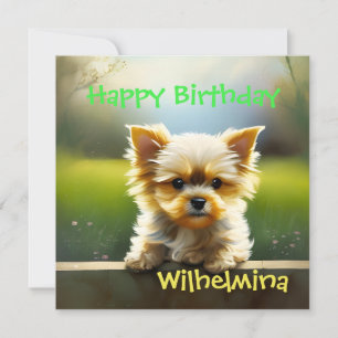 Cute Yorkshire Terrier Puppy Birthday Feestdagenkaart