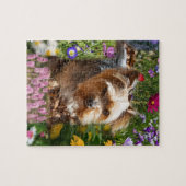 Cute Yorkshire Terrier Puppy & Colorful Flowers Legpuzzel (Horizontaal)