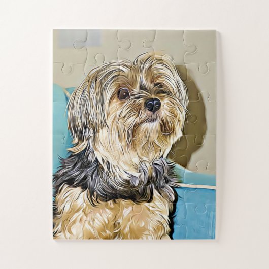 Cute Yorkshire Terrier Puppy Dog Digital art Legpuzzel (Verticaal)