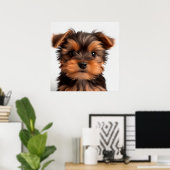 Cute Yorkshire Terrier Puppy Dog Portrait Poster (Thuiskantoor)