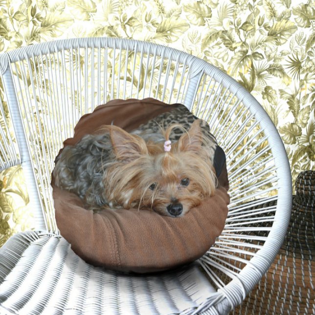Cute Yorkshire Terrier Puppy Rond Kussen (Creator heeft geüpload)