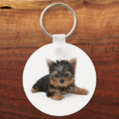 Cute Yorkshire Terrier Puppy Sleutelhanger (Voorkant)