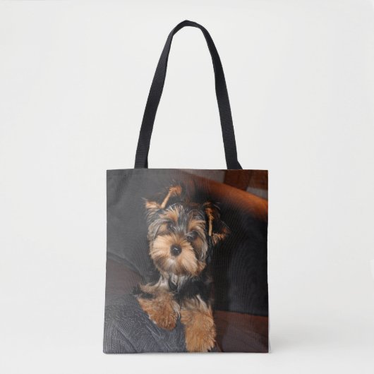 Cute Yorkshire Terrier Puppy Tote Bag (Voorkant)