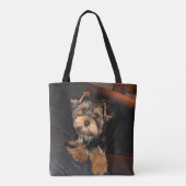 Cute Yorkshire Terrier Puppy Tote Bag (Achterkant)