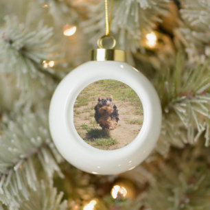 Cute Yorkshire Terrier run Keramische Bal Ornament
