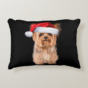 Cute Yorkshire Terrier Santa Puppy kerst Accent Kussen
