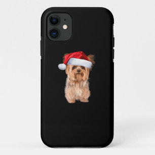 Cute Yorkshire Terrier Santa Puppy kerst Case-Mate iPhone Case