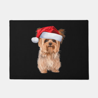 Cute Yorkshire Terrier Santa Puppy kerst Deurmat