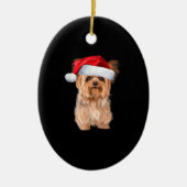 Cute Yorkshire Terrier Santa Puppy kerst Keramisch Ornament (Voorkant)