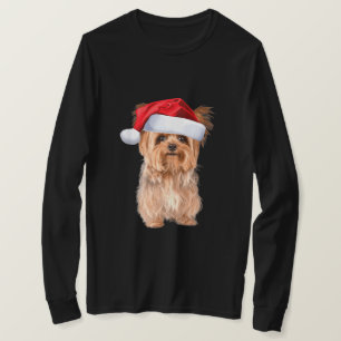 Cute Yorkshire Terrier Santa Puppy kerst T-shirt