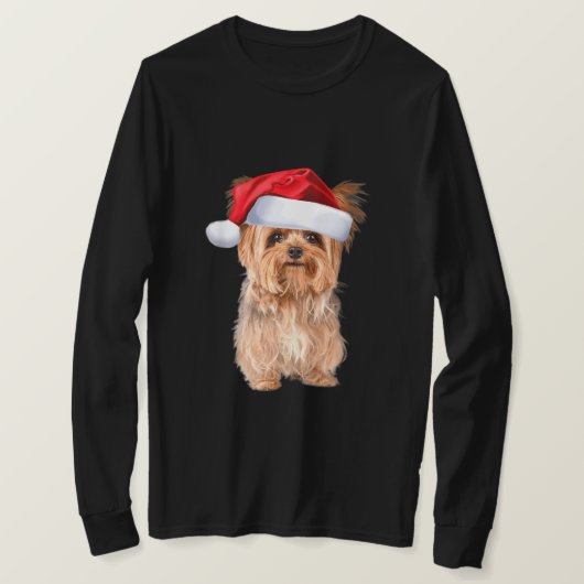 Cute Yorkshire Terrier Santa Puppy kerst T-shirt (Design voorkant)