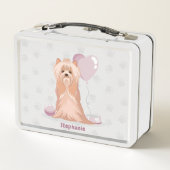Cute Yorkshire Terrier Verjaardag Metalen Lunchbox (Achterkant)