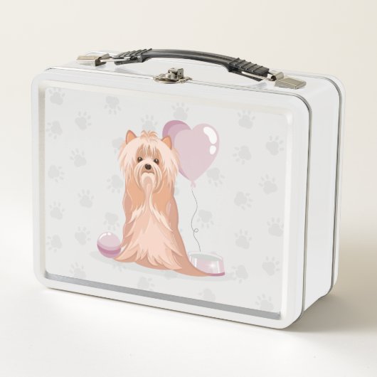 Cute Yorkshire Terrier Verjaardag Metalen Lunchbox (Voorkant)