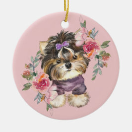 Cute Yorkshire Terrier Waterverf Art Keramisch Ornament