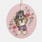 Cute Yorkshire Terrier Waterverf Art Keramisch Ornament (Links)