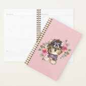 Cute Yorkshire Terrier Yorkie en Flowers Art  Planner (Display)