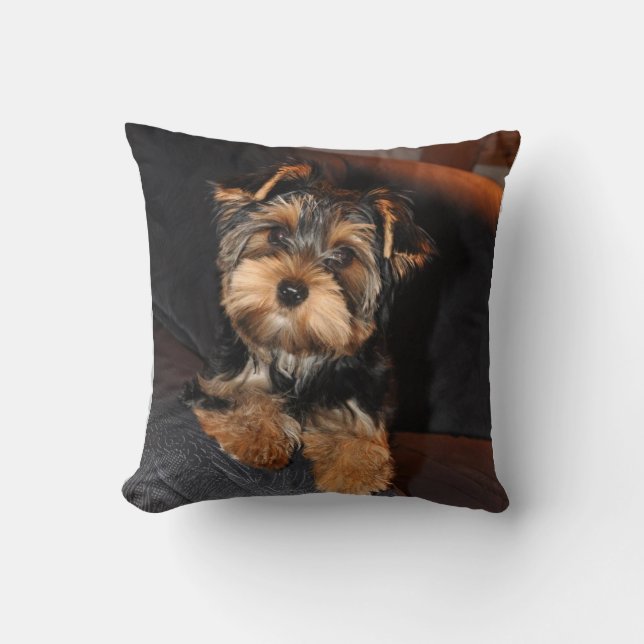 Cute Yorkshire Terrier Yorkie Puppy Dog Pillow Kussen (Voorkant)