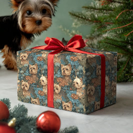 Cute Yorkshire Terriers in Vintage Style Inpakpapier Vel