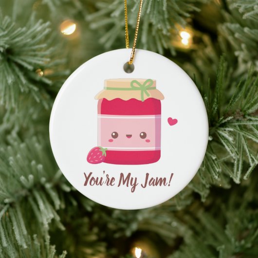 Cute You are My Jam, Strawberry Jam Pun Keramisch Ornament (Boom)