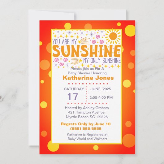 Cute you are my Sunshine Baby shower Kaart (Voorkant)