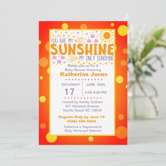 Cute you are my Sunshine Baby shower Kaart (Staand voorkant)