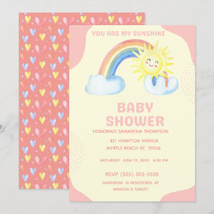 Cute You are My Sunshine Girls Baby shower Kaart