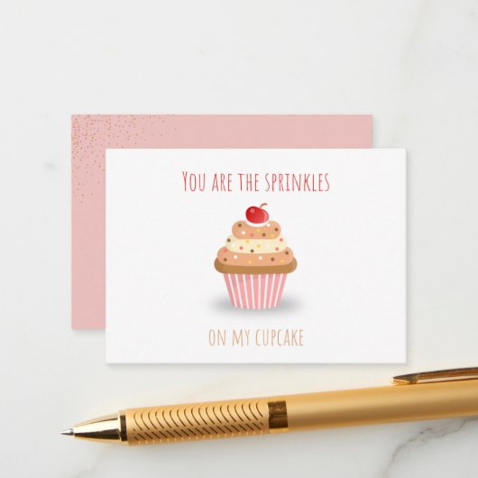 Cute You Are the Sprinkles on My Cupcake Card Informatiekaartje (Voorkant / Achterkant in situ)