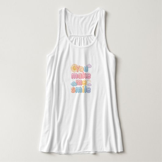 Cute "You Make Me Smile" Pastel Quote Tanktop (Design voorkant)