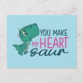 Cute You make My Heart Saur Funny Valentijnsdag Briefkaart (Voorkant)