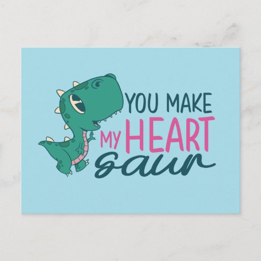 Cute You make My Heart Saur Funny Valentijnsdag Briefkaart (Voorkant)