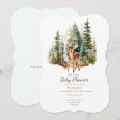 Cute Young Deer Baby Shower Invitation Kaart (Voorkant / Achterkant)