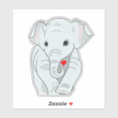 Cute Young Elephant with Heart Sticker (Vel)