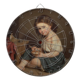 Cute Young Girl Eating Breakfast ( kunst) Dartbord