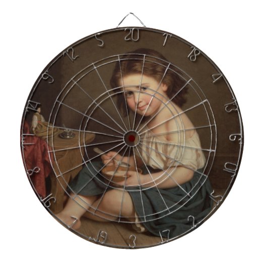 Cute Young Girl Eating Breakfast ( kunst) Dartbord (Voorkant)