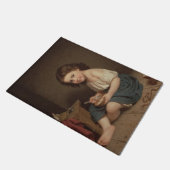 Cute Young Girl Eating Breakfast ( kunst) Deurmat (Schuin)