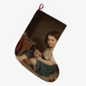 Cute Young Girl Eating Breakfast ( kunst) Grote Kerstsok (Voorkant (Hangend))