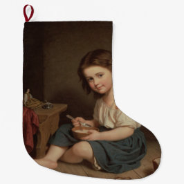 Cute Young Girl Eating Breakfast ( kunst) Grote Kerstsok