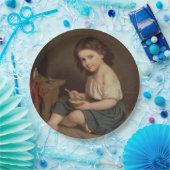 Cute Young Girl Eating Breakfast ( kunst) Papieren Bordje (Feest)