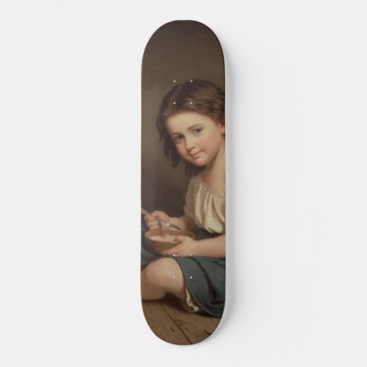 Cute Young Girl Eating Breakfast ( kunst) Persoonlijk Skateboard (Voorkant)