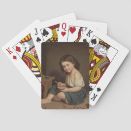 Cute Young Girl Eating Breakfast ( kunst) Pokerkaarten