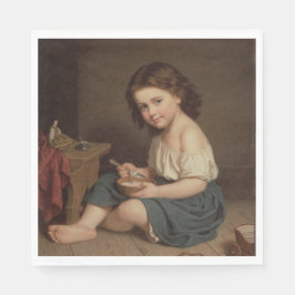 Cute Young Girl Eating Breakfast ( kunst) Servet
