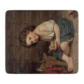 Cute Young Girl Eating Breakfast ( kunst) Snijplank (Voorkant)