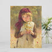 Cute Young Girl Holding Yellow Buttercup Flowers Kaart (Staand voorkant)