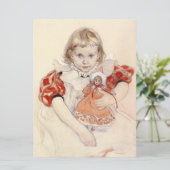 Cute Young Girl met een Doll (Kunst voor kinderen) Kaart (Staand voorkant)